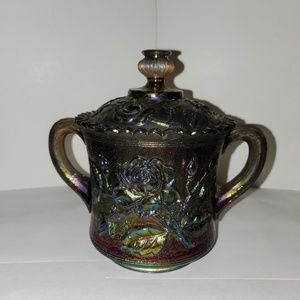 Carnival Glass Sugar Bowl with lid